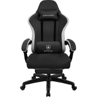 LUCKRACER Chaise de jeu avec repose-pieds Chaise de bureau ergonomique avec coussin lombaire réglable, coussin de tête Gaming Chair, réglable en hauteur Noir