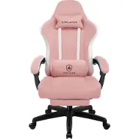 LUCKRACER Chaise de jeu avec repose-pieds Chaise de bureau ergonomique avec coussin lombaire réglable, coussin de tête Gaming Chair, réglable en hauteur Rose