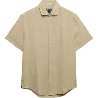 Superdry Riviera Linen Short Sleeve Shirt Beige M Homme