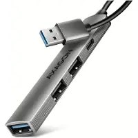 Axagon Another product HUE-STA ALU STRIP USB-A 4 port hub (USB-A, USB-C, 4 ports), Station d’accueil + hub USB, Gris