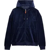 Superdry Country Club Velour Full Zip Sweatshirt Bleu XS Femme