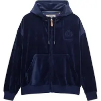 Superdry pour femme. W2012544A Sweatshirt Country Club Velour marine (L), Casuel, Polyester