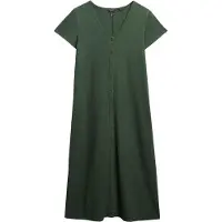 Superdry Femme Robe Mi-longue Boutonnée en Jersey à Manches Courtes Green Taille: 38