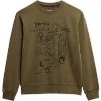 Superdry pour homme. M2014249A Tokyo Narrative Sweatshirt ample marron vert marron (3XL), Casuel, Coton