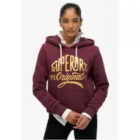 Superdry pour femme. W2012570A Sweat à capuche MFG Original Metallic violet (XL), Casuel, Grenat, Coton