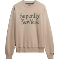 Superdry pour femme. W2012395A Brand Mark Sweat-shirt ample beige (M), Casuel, Coton
