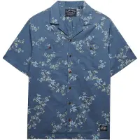 Superdry pour homme. M4011130A Chemise imprimée bleue (M), Casuel, Coton, Manche courte