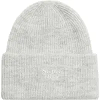 Superdry Femme Bonnet Doux en Maille Côtelée, Gris Clair