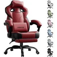 LUCKRACER Chaise de jeu, chaise de bureau avec accoudoirs reliés, coussin en mousse à mémoire, angle d'inclinaison de 90-155° et repose-pieds, tissu fonctionnel résistant