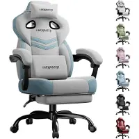 LUCKRACER Chaise de jeu, chaise de bureau avec accoudoirs reliés, coussin en mousse à mémoire de forme, angle d'inclinaison de 90-155° et repose-pieds, tissu fonctionnel résistant
