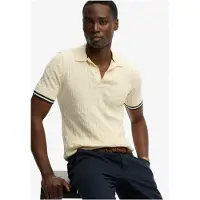 Superdry Homme Coton Tricoté Texturée Polo À Manches Courtes, Crème, Taille: L