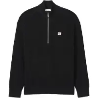 Calvin Klein Pull-over 'Waffle Quarter-zip' noir / blanc