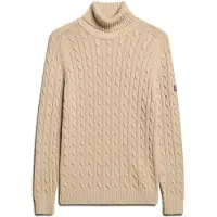 Superdry pour femme. W6110614A Pull ample à mailles en huit et col roulé, couleur taupe (XS), Casuel, Coton, Manche longue