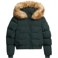 Superdry Femme Veste Bomber Everest à Capuche Coupe Ajustée Green Taille: 34