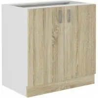 Bigbuy Meuble bas SARA - 2 portes - Décor chene sonoma - L80xP48xH82 cm - Plan de travail non inclus