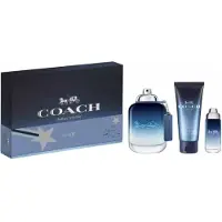 Coach Set : Bleu, Eau de Toilette, pour homme, 100 ml + Bleu, Eau de Toilette, pour homme, 15 ml + Bleu, Gel douche, barbe et cheveux, 100 ml