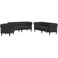 vidaXL Ensemble de canapés 3 pièces noir tissu