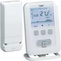 Hager Kit thermostat ambiance programmable digital radio chauffe eau chaude 7j avec récepteur mural à piles EK560