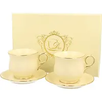 DUO sp. z o.o. DUO ECRU Lot de 2 tasses à expresso 150 ml CLARK avec soucoupes, New Bone China Porcelaine