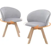 EUAKT GmbH Lot de 2 chaises de salle à manger pivotantes, assise rembourrée en tissu, chaise de cuisine avec pieds en hêtre, dossier incurvé, charge maximale de 150 kg, gris clair
