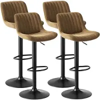 EUAKT GmbH Ensemble de tabourets de bar en velours, réglables en hauteur, pivotants à 360° (lot de 2 / lot de 4), lot de 4 tabourets de bistrot avec repose-pieds