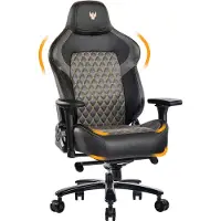 EUAKT GmbH Fauteuil gaming 200 kg, fauteuil de direction, fauteuil de bureau avec dossier réglable à 155°, fauteuil de bureau avec accoudoirs 4D, mécanisme basculant et dossier design ailé