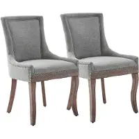 EUAKT GmbH Ensemble de 2 chaises de salle à manger, chaises de cuisine avec revêtement en chenille, pieds en bois avec patins réglables, chaises rembourrées avec dossier incurvé, design avec rivets