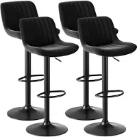 EUAKT GmbH Ensemble de tabourets de bar en velours, réglables en hauteur, pivotants à 360° (lot de 2 / lot de 4), lot de 4 tabourets de bistrot avec repose-pieds