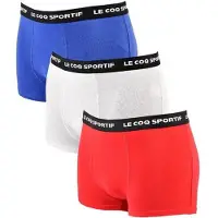 Le coq sportif Hommes, Sous-vêtements, Herren Boxershorts 3er-Pack, Multicolore, Gris, Bleu, Rouge, Noir, (Lot de 3, L)