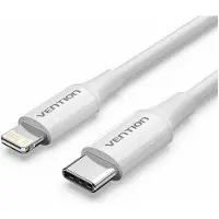 Vention USB 2.0 Type-C Lightning LAJWF/ USB Type-C mâle - Lightning mâle/ Jusqu'à 27W/ 480Mbps/ 1m/ Blanc