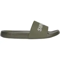 Superdry Femme Logo En Relief Luxe Sandales De Piscine, Kaki &amp; Argent - Pointure: 3-4