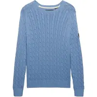 Superdry pour femme. W6110610A Pull en maille torsadée bleu (XL), Casuel, Coton
