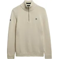Superdry Homme Pull en Maille à Demi-zip en Coton Cream Taille: Xxl