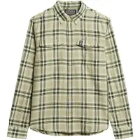 Superdry Merchant Linen Check Long Sleeve Shirt Vert L Homme