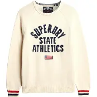 Superdry pour femme. W6110629A Pull Slouchy Intarsia Graphic blanc cassé (XL), Casuel, Coton