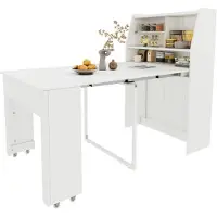 EUAKT GmbH Table extensible avec rangement, table basse pour 3 personnes, table à manger multifonctionnelle avec placard