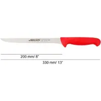Arcos Couteau à fileter couleur - Prof 295122 en acier inoxydable Nitrum et mangue ergonomique rouge polypropylène et 20 cm de lame, vitrine