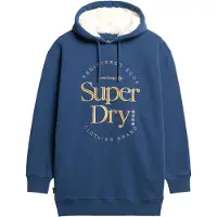 Superdry pour femme. W8011756A Robe à capuche avec logo Luxe métallique bleu (XXS/XS), Casuel, Coton, Manche longue, Durable