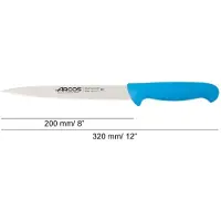 Arcos Couteau à fileter couleur - Prof 295223 en acier inoxydable nitrum et mangue polypropylène ergonomique en bleu et 19 cm de lame, couverture d'affichage