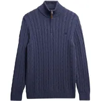 Superdry pour homme. M6110661B Pull à demi-fermeture éclair Cotton Classic Cable bleu (XL), Casuel, Coton, Marine