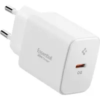 Spigen - Wall Charger Essential (EE201EU) - Type-C, GaN, Fast Charging, PD20W, Quantum Boost - White (20 W), Chargeur USB, Blanc