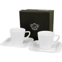 DUO sp. z o.o. DUO WHITE COLLECTION Set de 2 tasses à expresso INFINITY 80 ml avec soucoupe New Bone China Porcelaine
