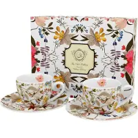 DUO sp. z o.o. DUO ART GALLERY Set de 2 tasses à expresso 90 ml WHITE avec soucoupes, New Bone China Porcelaine