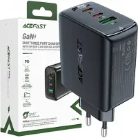 Acefast Gan Chargeur Rapide (2Xusb-C / Usb-A) Pps / Pd / Qc4+ 65W Noir (A41)