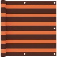 OEM Auvent de balcon - 90 x 600 cm - Tissu Oxford - Rayures orange et marron - Résistant au vent et à l'eau - Parasol XXL pour particuliers - Corde de 24 m incluse - Résistant aux UV