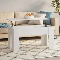 vidaXL Table basse Blanc 101x49x52 cm Bois composite - Table basse - Table basse Réglable en hauteur - Table d'appoint