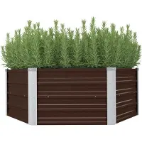 OEM Jardinière hexagonale - 129 x 129 x 45 cm - Marron - Acier blindé - Jardinière surélevée avec rebord de sécurité - Jardinières durables pour légumes et fleurs