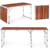 Northix Table de camping pliante, plateau marron, 180 x 60 cm, MultiGarden