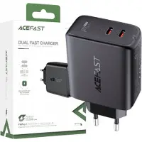 Acefast Chargeur 2X Usb Type C 40W, Pps, Pd, Qc 3.0, Afc, Fcp Noir (A9 Noir)