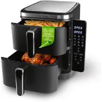 DS Produkte Friteuse à air à double compartiment verticale de Kochwerk | Friteuse à air verticale | Écran tactile rabattable | 10 litres | Noir